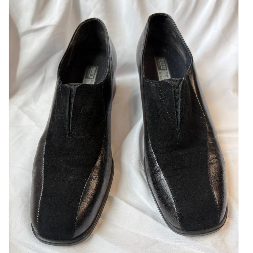 Munro American 'Solano' Black Leather Suede Shoes Womens 8M
